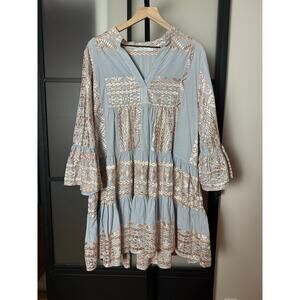 Greek Archaic Kori Embroidered Mini Dress Size Medium